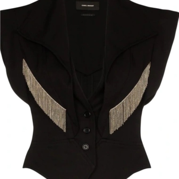 Isabel Marant Jackets & Blazers - Isabel Marant Black Vest with Fringe Detail